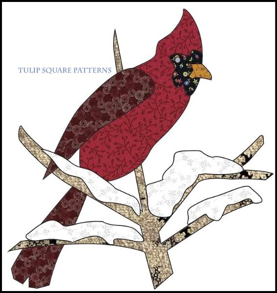 Snowy Cardinal Block - free quilt pattern