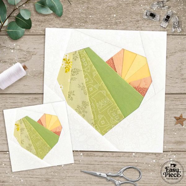 Sunrise Heart Quilt Block Pattern - etsy
