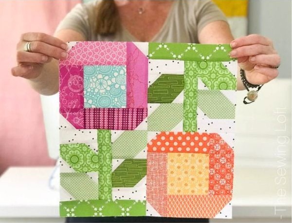 Zinna Flowers Quilt Block Pattern - etsy