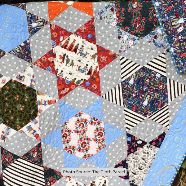 Hexagon Star Quilt Idea from The Cloth Parcel