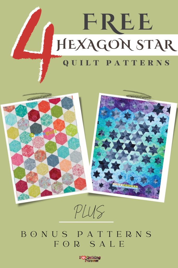 Hexagon Star Quilt Patterns Roundup 1 ILQF Pinterest