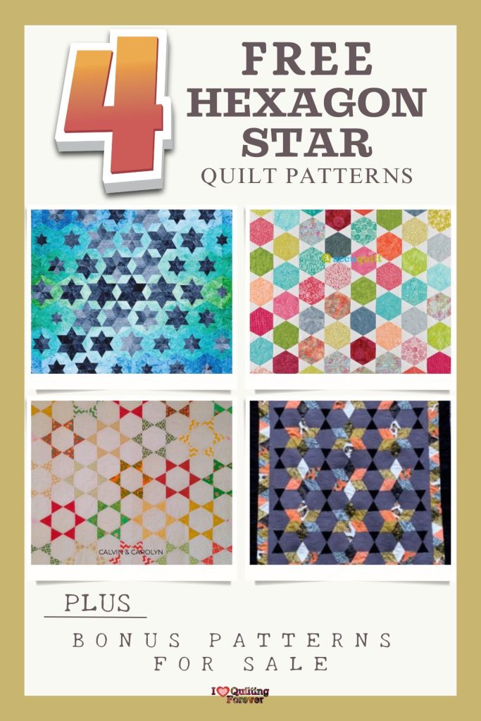 Hexagon Star Quilt Patterns Roundup 4 ILQF Pinterest
