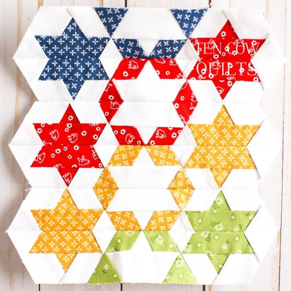 Hexie Star Quilt Block Pattern - etsy
