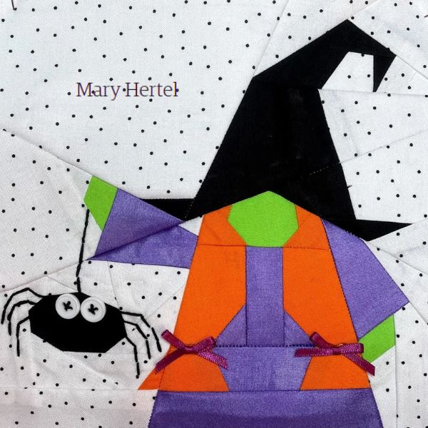 Witch Gnome with Spider Quilt Block Pattern - etsy
