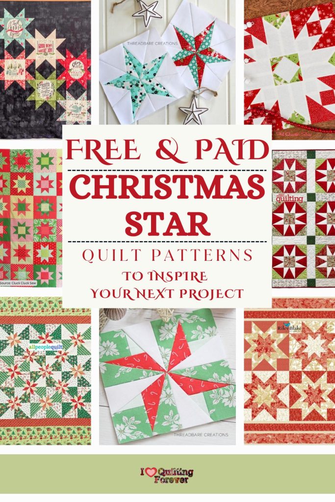Christmas Star Quilt Patterns Roundup 4 ILQF Pinterest