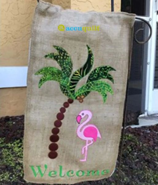 GO! Flamingo Summer Welcome Flag - free quilt pattern
