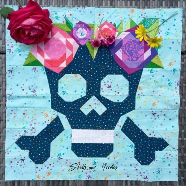 Hippie Skull Quilt Block Pattern -etsy