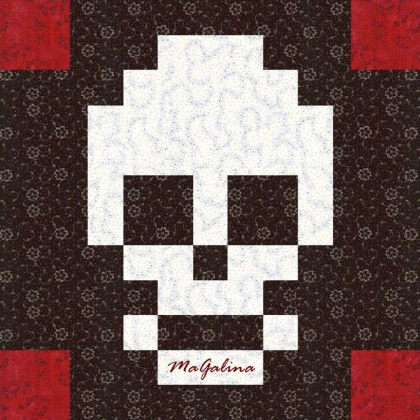 Modern Skull Patchwork Quilt Block Pattern - etsy