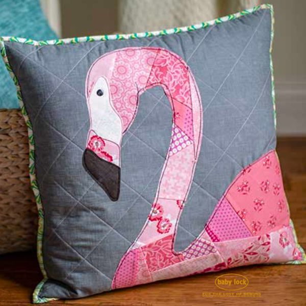 Scrappy Flamingo Applique Pillow - free quilt pattern