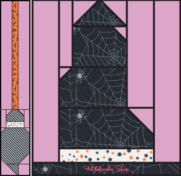Witch Hat & Broom Block - free quilt pattern