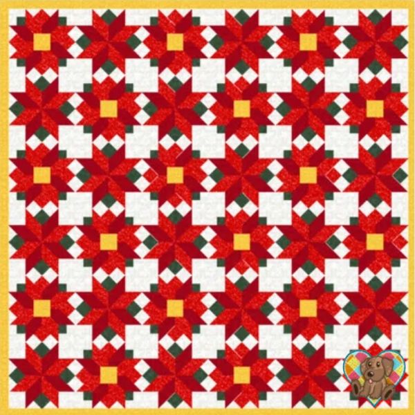Christmas Poinsettia Quilt Pattern -etsy