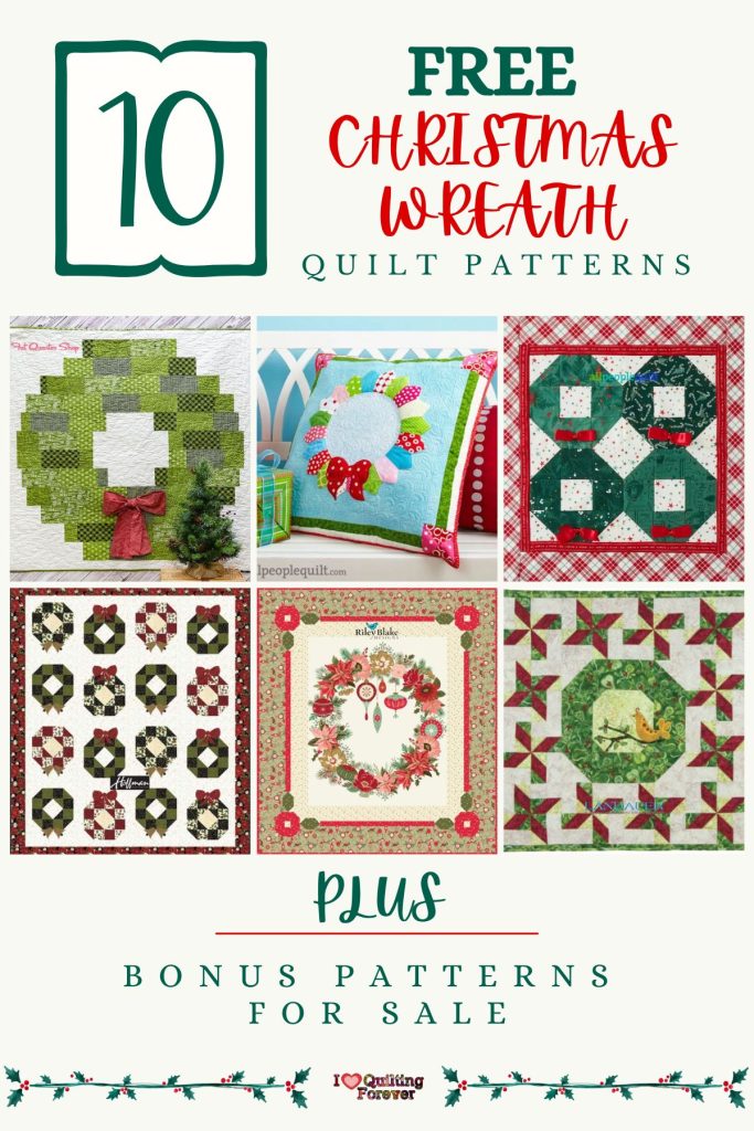 Christmas Wreath Quilt Patterns Roundup 1 ILQF Pinterest