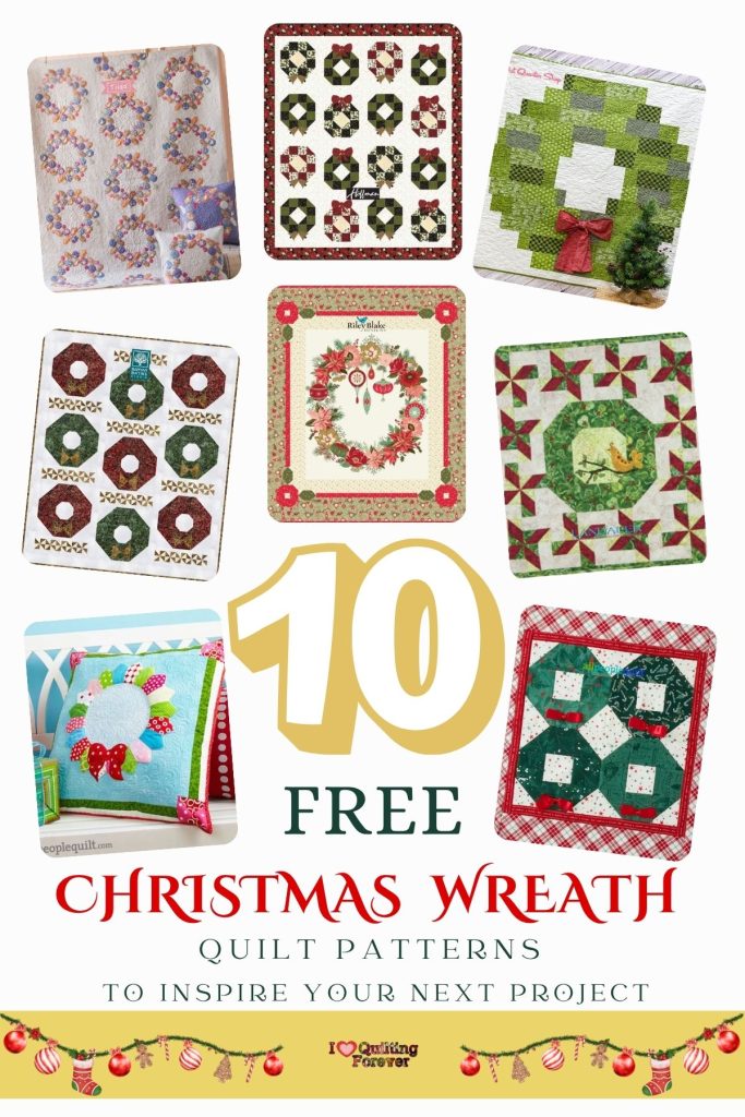 Christmas Wreath Quilt Patterns Roundup 2 ILQF Pinterest