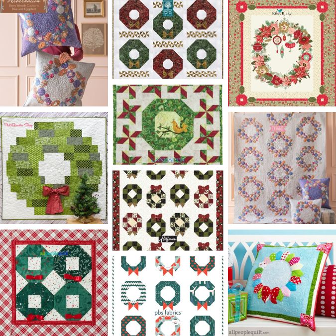 Christmas Wreath Quilt Patterns Roundup Featured Cover