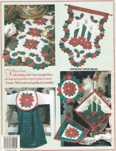 Holiday Poinsettias Table Set Quilt Pattern -etsy