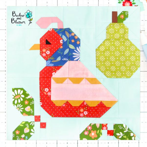 Partridge In A Pear Tree Christmas Quilt Block Pattern - etsy