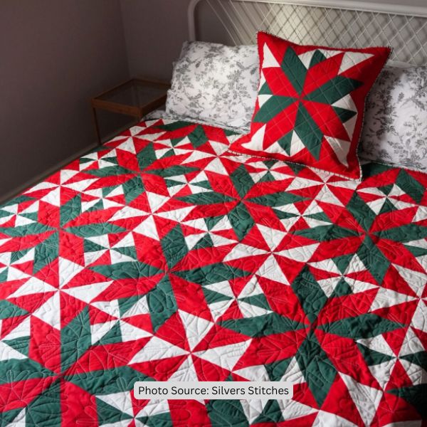 Poinsettia Quilt Idea from Silvers Stitches