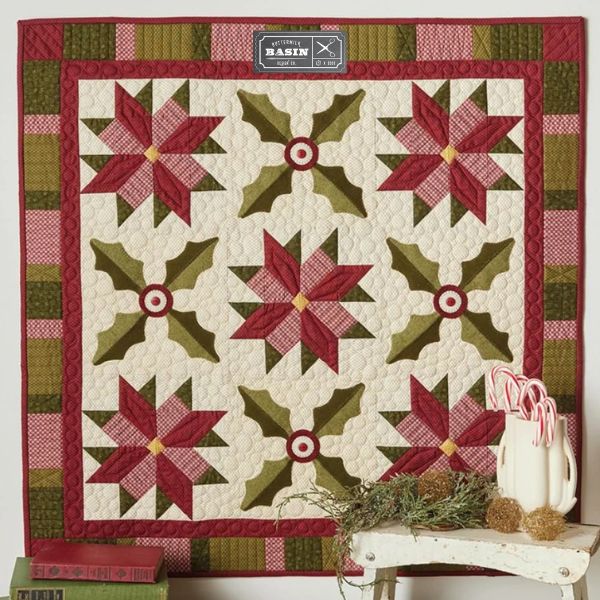 Poinsettias And Holly Leaves Quilt Pattern - etsy