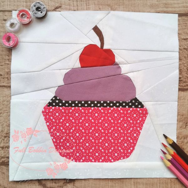 Cherry on Top Cupcake Quilt Block Pattern - etsy