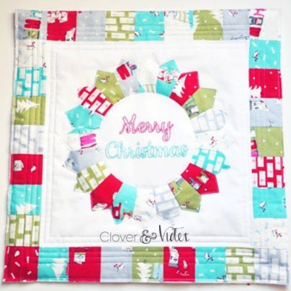 Christmas Embroidered Dresden Pillow - free quilt pattern