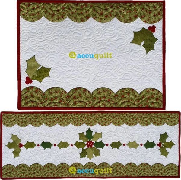 Christmas Holly Table Runner & Placemat Set Quilt Pattern - etsy