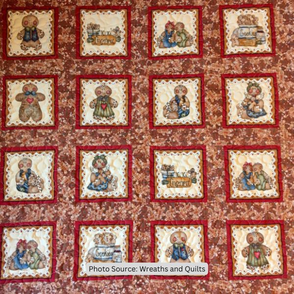 Gingerbread Man Quilt Idea from Wreaths and Quilts