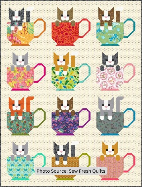 Kittens in Cups Quilt Pattern - etsy