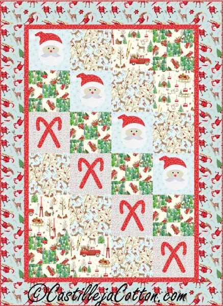 Santa And Candy Canes Quilt Pattern - etsy