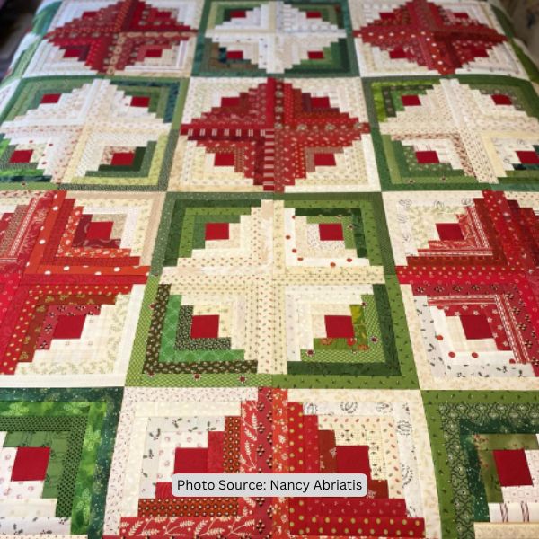 Christmas Log Cabin Quilt Idea from Nancy Abriatis