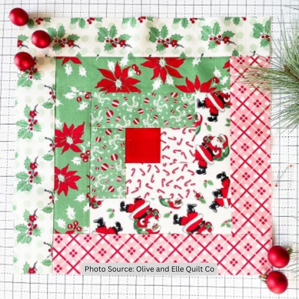 Christmas Log Cabin Quilt Idea from Olive and Elle Quilt Co