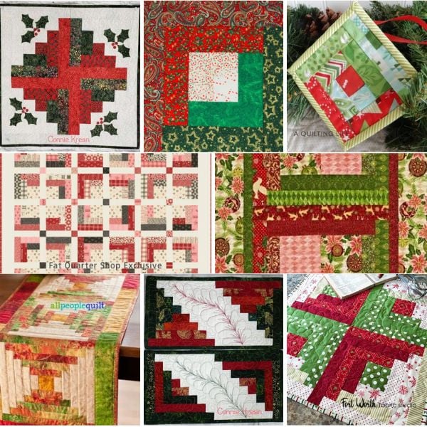 Top 8 Free Christmas Log Cabin Quilt Patterns (+10 Bonus Patterns For Sale)