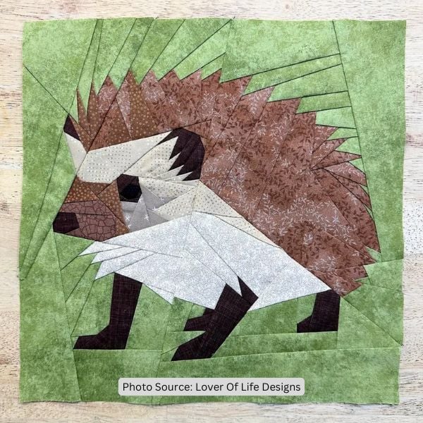 Hedgehog FPP Quilt Block Patter - etsy