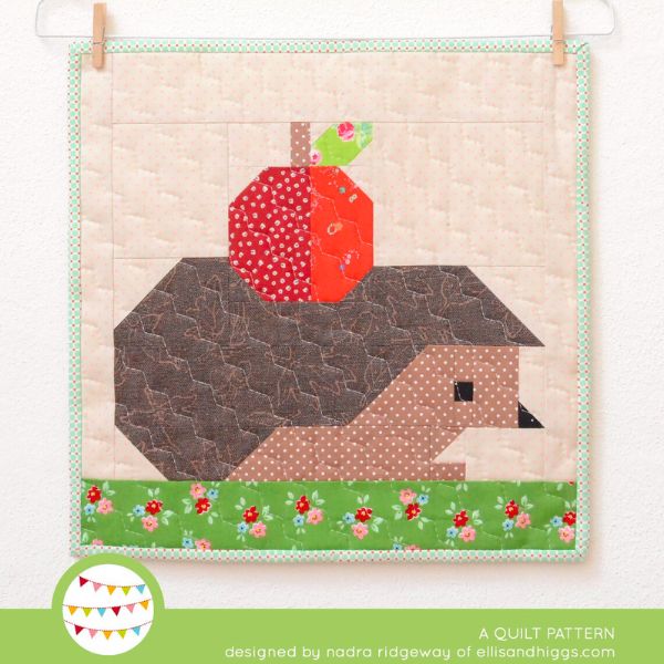 Hedgehog and Apple Mini Quilt Pattern - etsy