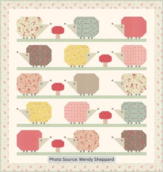 Pincushion Friends Hedgehog & Mushroom Pieced Quilt Pattern - etsy