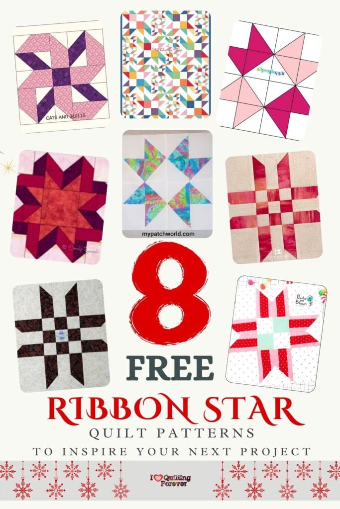 Ribbon Star Quilt Patterns Roundup 3 ILQF Pinterest