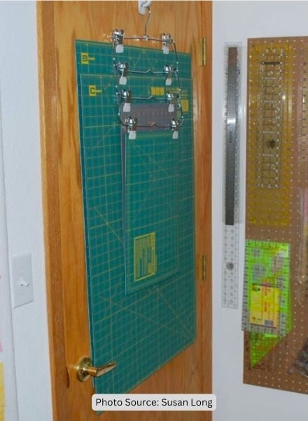 Behind-the-Door Mat Storage - Small Sewing Room Organization Secrets