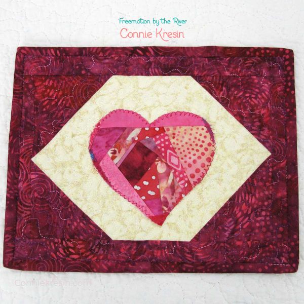 Crazy Heart Mug Rug - free quilt pattern