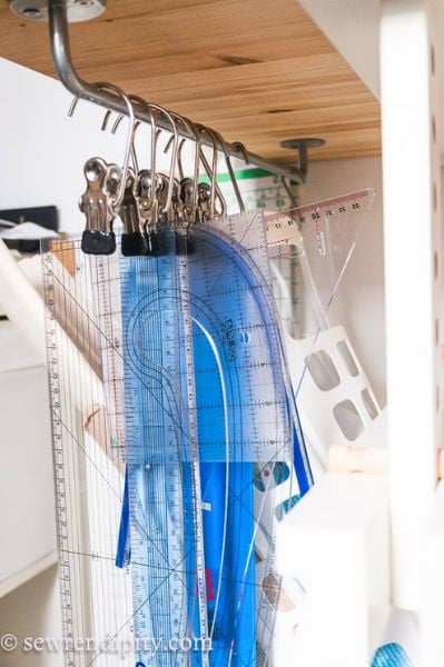 Hanging Ruler Rail - Small Sewing Room Organization Secrets