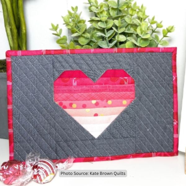 Heart Mug Rug Quilt Idea from Kate Brown Quilts