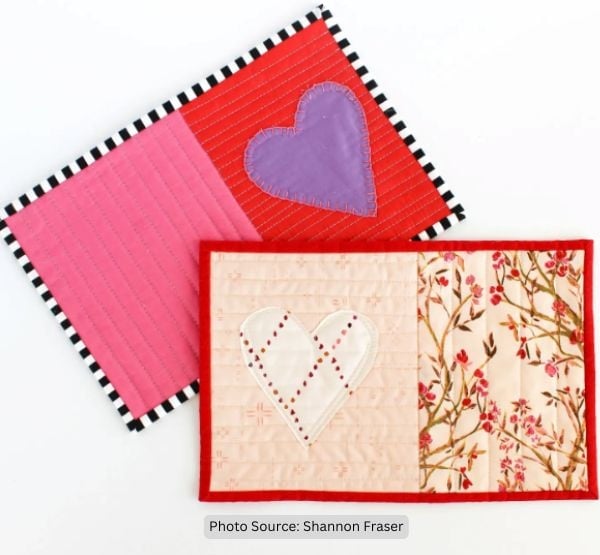 Heart Mug Rug Quilt Idea from Shannon Fraser