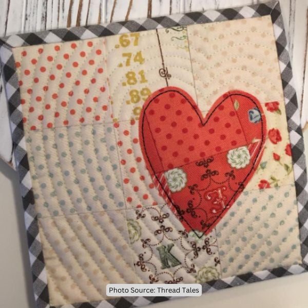 Heart Mug Rug Quilt Idea from Thread Tales