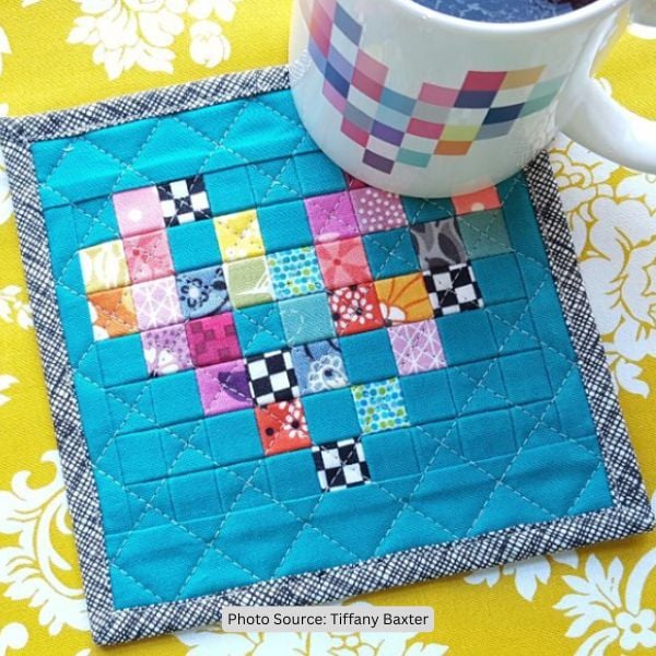 Heart Mug Rug Quilt Idea from Tiffany Baxter
