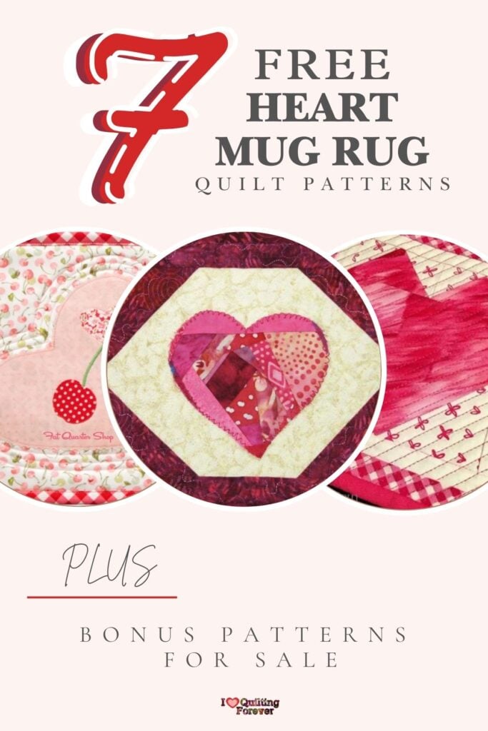 Heart Mug Rug Quilt Patterns Roundup 3 ILQF Pinterest