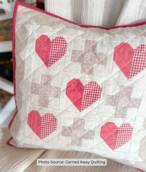 Heart Pillow Case Quilt Idea from Carried Away Quilting