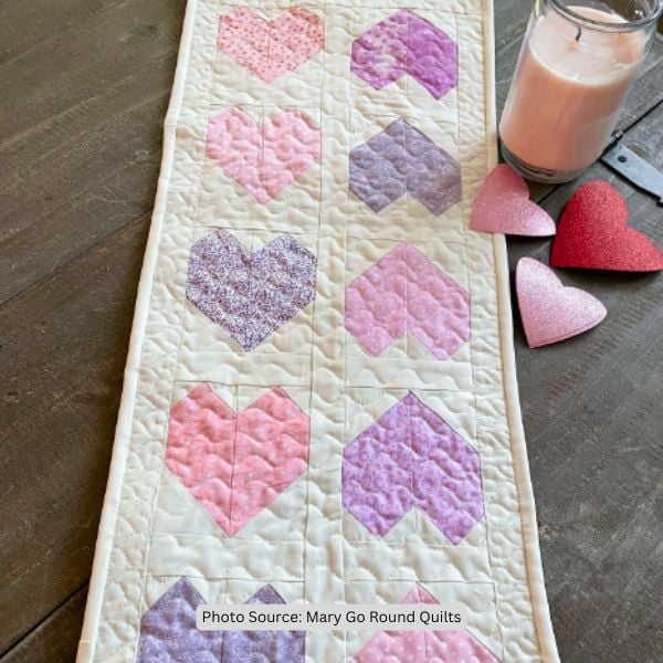 Heart Table Runner Quilt Idea from Mary Go Round Quilts