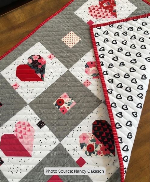 Heart Table Runner Quilt Idea from Nancy Oakeson