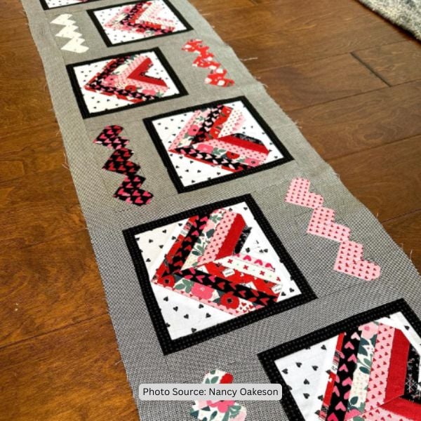 Heart Table Runner Quilt Idea from Nancy Oakeson