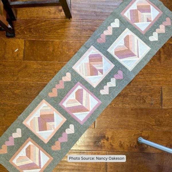 Heart Table Runner Quilt Idea from Nancy Oakeson