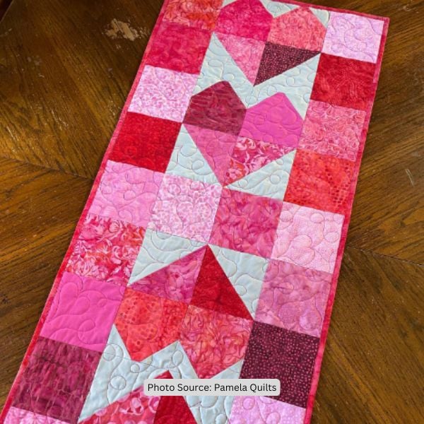 Heart Table Runner Quilt Idea from Pamela Quilts