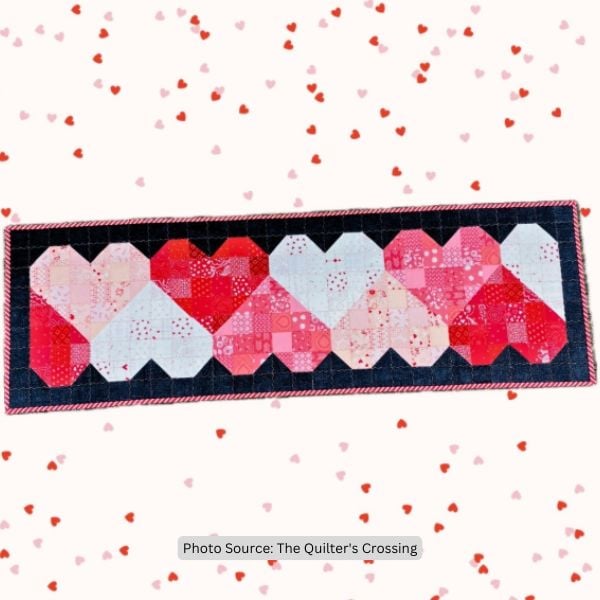 Heart Table Runner Quilt Idea from The Quilter's Crossing